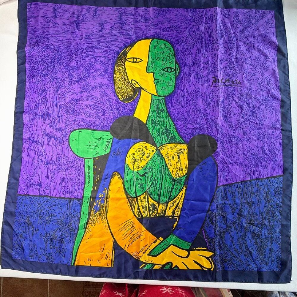 Picasso Pablo Femme Assise Scarf Purple Blue Chair